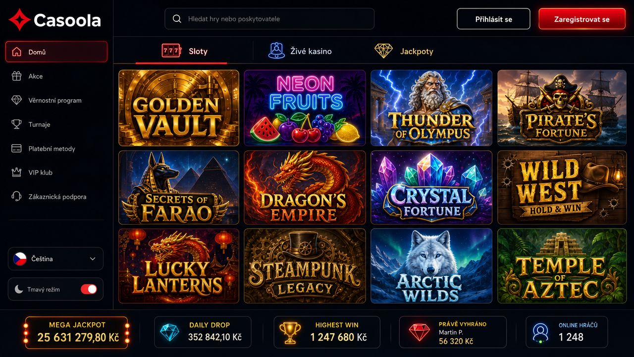 Snímek obrazovky Casoola online kasina